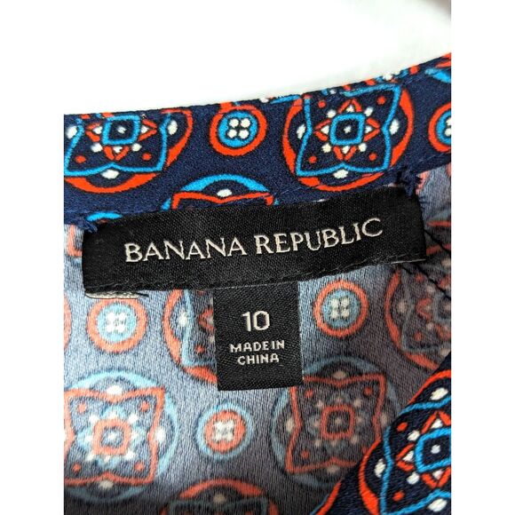 BANANA REPUBLIC Geo Scarf Print Drop-Waist Shift Dress Cottage Flirty Size 10 - Picture 5 of 6